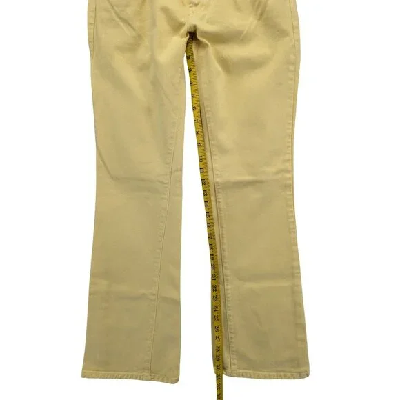Lucky Brand Maggie Flare Jeans Womens Yellow Cotton Button Fly Denim Size 26 - Picture 9 of 11